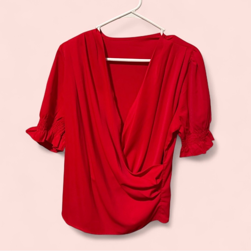 SHEIN Vibrant Red Draped Blouse